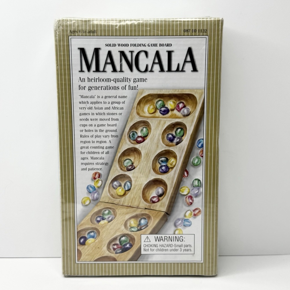 Vintage Target 2005 Mancala Solid Wood Folding Board Game Colorful Gemstones